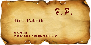 Hiri Patrik névjegykártya